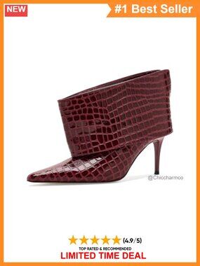 Enella Ankle Boots Leather Pointed Toe Stiletto Heel Croco Print